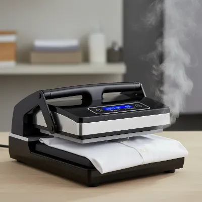 Steamfast SF-680 ironing press smoothing a shirt