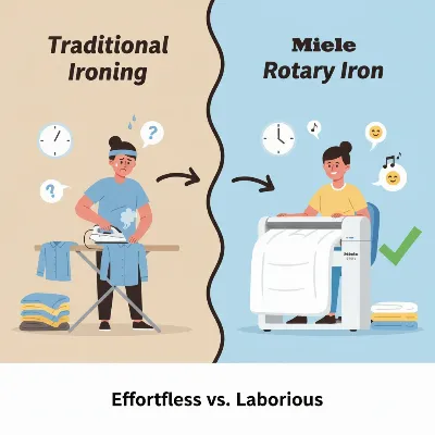 Efficiency comparison between traditional iron and Miele Rotary Iron